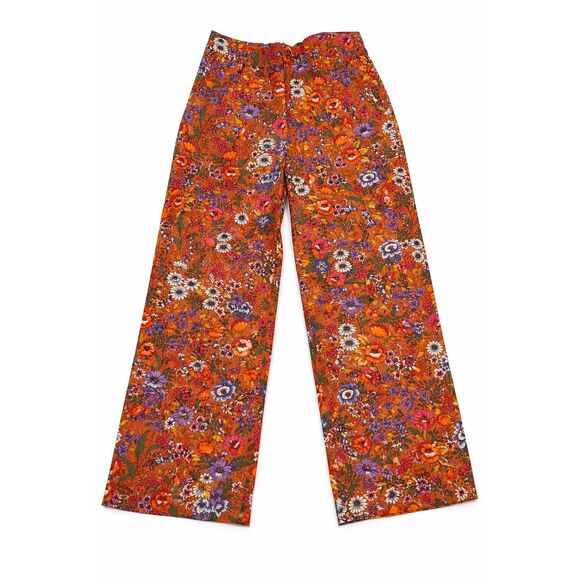 Maeve Pants - Anthropologie Maeve Floral Flower Power Wide Leg High Waist Crop Pants Size 6